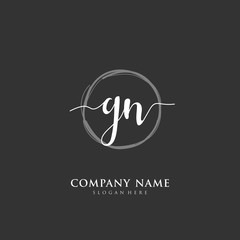 Handwritten initial letter G N GN for identity and logo. Vector logo template with handwriting and signature style.
