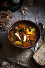 chicken soup with pepper and carrots