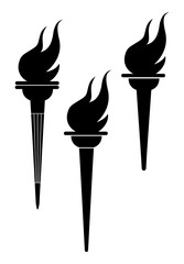 Torch is a classic form. Olympic flame. Silhouette drawing illustration