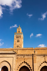 Fototapeta premium Koutoubia Mosque minaret located at medina quarter of Marrakesh, Morocco...