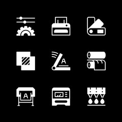 Set glyph icons of print