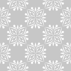Fototapeta na wymiar Floral seamless pattern. White design on gray background