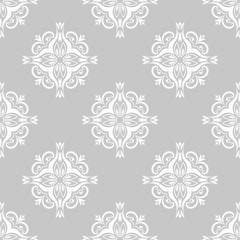 Floral seamless pattern. Gray and white decorative background