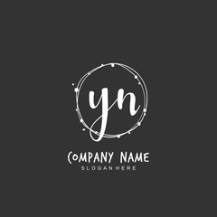 Fototapeta Handwritten initial letter Y N YN for identity and logo. Vector logo template with handwriting and signature style. obraz
