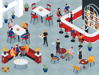 Restaurant Interior Isometric Illustration