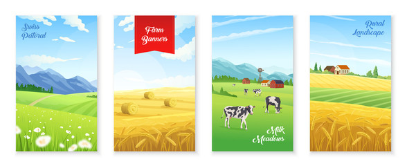 Farm Realistic Banners Set © Macrovector