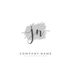 Handwritten initial letter J N JN for identity and logo. Vector logo template with handwriting and signature style.
