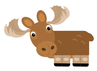 cartoon scene with moose elk on the white background illustration