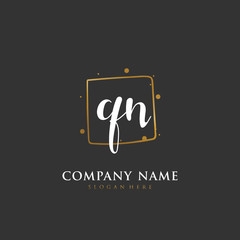 Handwritten initial letter Q N QN for identity and logo. Vector logo template with handwriting and signature style.