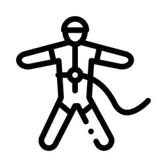 Skydiver with Insurance Icon Vector. Outline Skydiver with Insurance Sign. Isolated Contour Symbol Illustration