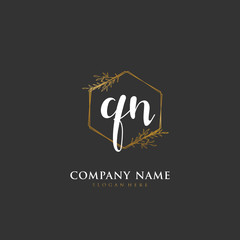Handwritten initial letter Q N QN for identity and logo. Vector logo template with handwriting and signature style.