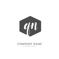 Handwritten initial letter Q N QN for identity and logo. Vector logo template with handwriting and signature style.