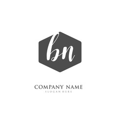 Handwritten initial letter B N BN for identity and logo. Vector logo template with handwriting and signature style.