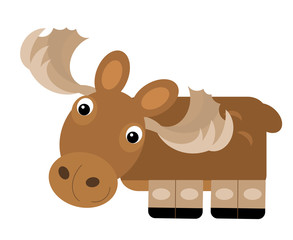 Fototapeta premium cartoon scene with moose elk on the white background illustration