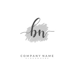 Handwritten initial letter B N BN for identity and logo. Vector logo template with handwriting and signature style.