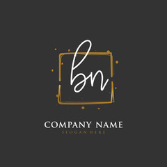 Handwritten initial letter B N BN for identity and logo. Vector logo template with handwriting and signature style.