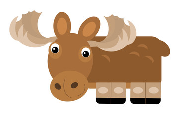 cartoon scene with moose elk on the white background illustration