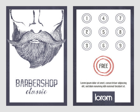 Card with loyalty program for customers of Barbershops, harcut salon, stylists etc.