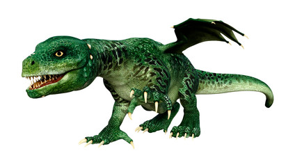 3D Rendering Fairy Tale Dragon on White