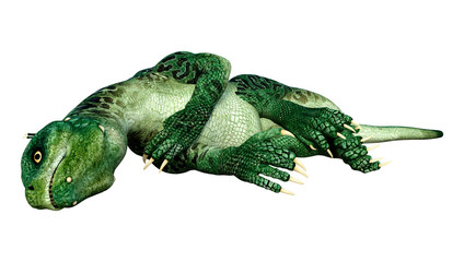 3D Rendering Fairy Tale Dragon on White