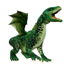 3D Rendering Fairy Tale Dragon on White