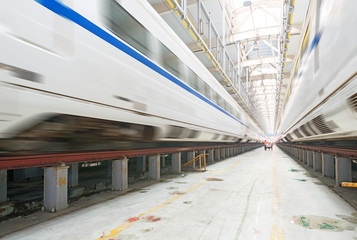 fast train in the service depot