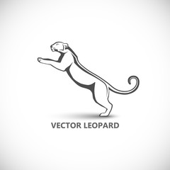 Vector label with a picture of leopard