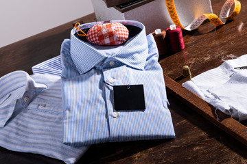 image of a tailor made tailored shirt in his studio
