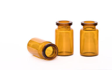 Bottle. Medical ampoules. Ampules on a white background. Bottle for perfume. Bottle for pills.