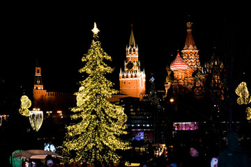 Obraz premium night view of moscow kremlin
