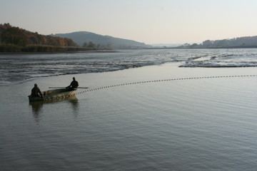 Fototapeta na wymiar Fisherman on an Hungarian lake.