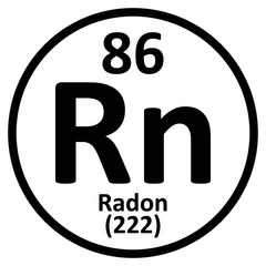 Periodic table element radon icon.