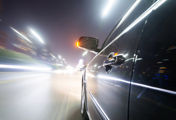 car on the road with motion blur background