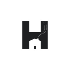 Home vector logo template. Art logotype of wooden house. Abstract logo design for construction company or interior design studio.