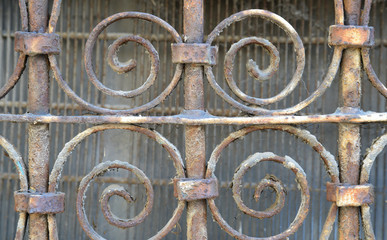 rusty iron of old window 