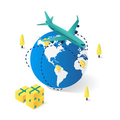 Naklejka premium delivery service flat 3d isometric illustration. perfect for website landing page or apps illustration.