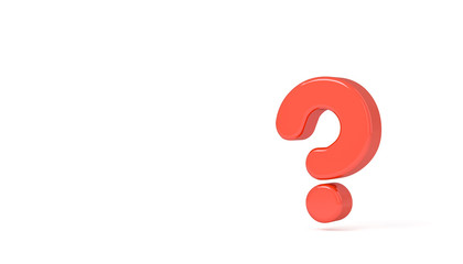 Red question mark symbol isolated on white background with clipping path. High detailed 3D font character, Modern font for business ,banner, poster, cover, logo design template element. 3d render