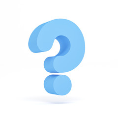 Blue question mark symbol isolated on white background with clipping path. High detailed 3D font character, Modern font for business ,banner, poster, cover, logo design template element. 3d render