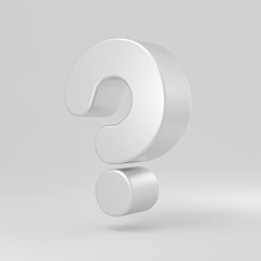Silver question mark symbol isolated on gray background with clipping path. High detailed 3D font character, Modern font for business ,banner, poster, cover, logo design template element. 3d render