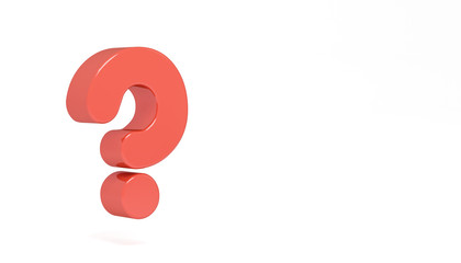 Fototapeta premium Red question mark symbol isolated on white background with clipping path. High detailed 3D font character, Modern font for business ,banner, poster, cover, logo design template element. 3d render