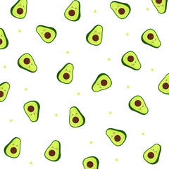 Vector pattern with kawaii avocado