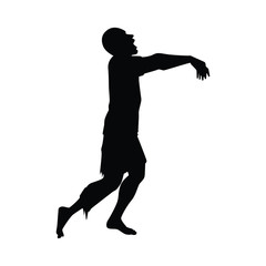 Zombie silhouette vector on white background
