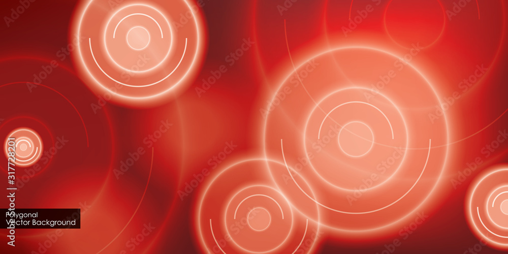 Poster red background with abstract circles