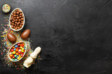 chocolate eggs with colorful candies