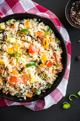 Rice with mixed vegetables, healthy vegetarian food