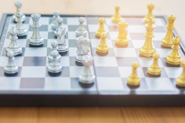 Chess board Strategy planning game And the light from the side