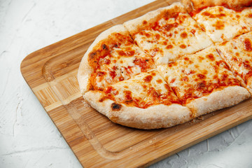 pizza with mazarella, cheese on a crust