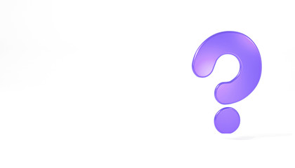 Violet question mark symbol isolated on white background with clipping path. High detailed 3D font character, Modern font for business ,banner, poster, cover, logo design template element. 3d render