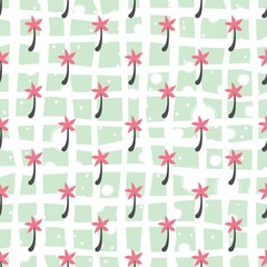 Fototapeta na wymiar Seamless pattern with palms. Polka dot style.