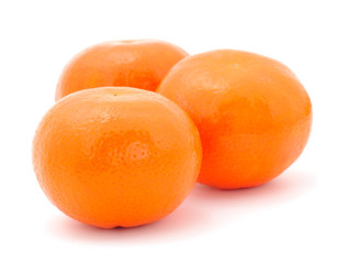 Three tangerines isolated.